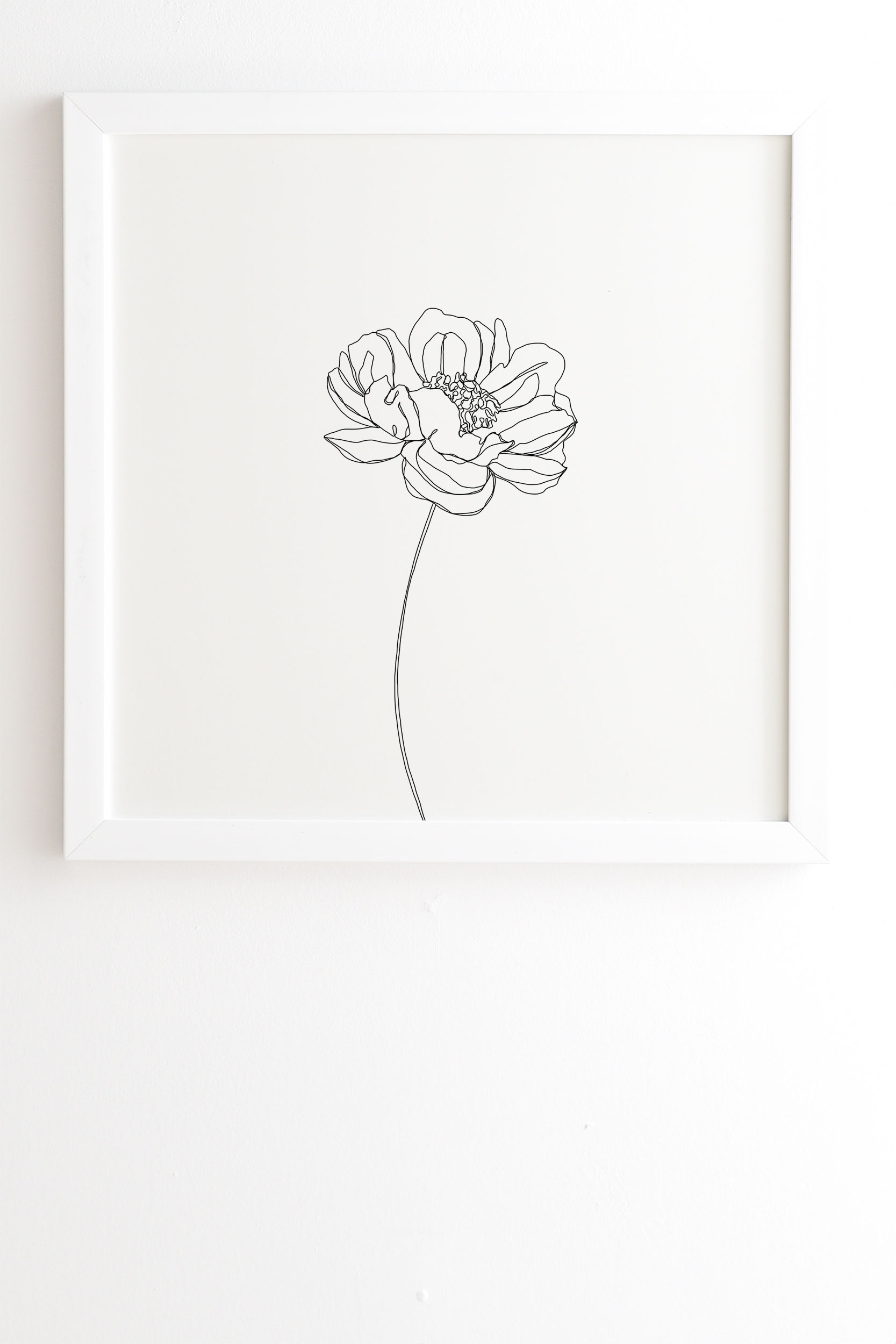 Single Flower Drawing Hazel by The Colour Study - Framed Wall Art Basic White 19" x 22.4" - Image 1