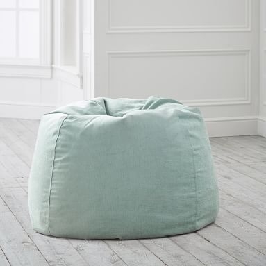 west elm x pbt Velvet Bean Bag Chair Slipcover, Large, Distressed Velvet Aqua - Image 1