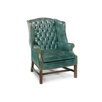 Alistair 33" Wide Tufted Full Grain Leather Wingback Chair - Image 0
