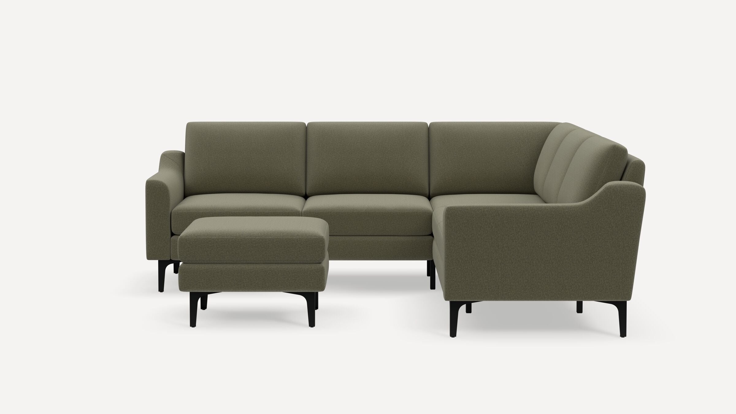 Nomad 5-Seat Corner Sectional with Ottoman - Moss Green - Performance Flatweave / Black - Metal / Slope - Image 0