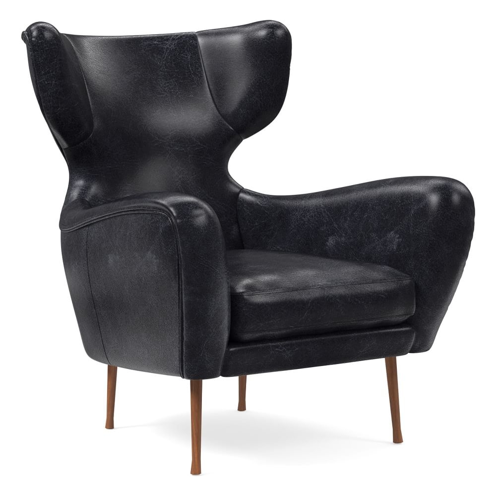 Lucia Chair, Poly, Sierra Leather, Licorice, Cool Walnut - Image 0
