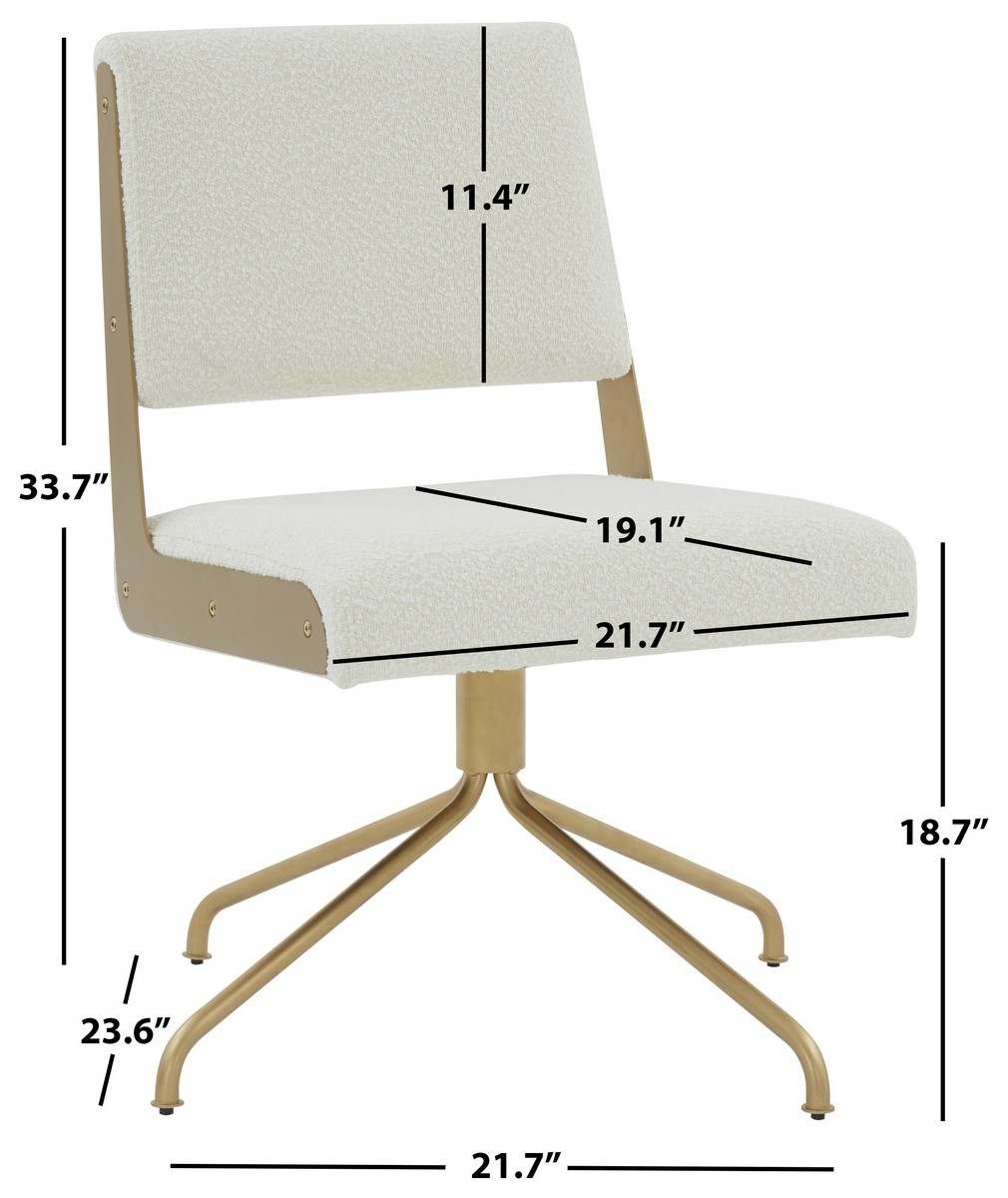 Emmeline Boucle Swivel Office Chair - Ivory/Gold - Image 5
