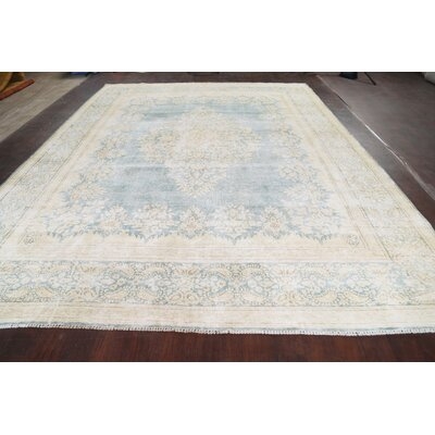 One-of-a-Kind Hand-Knotted 1960s 9'9" x 12'6" Wool Area Rug in Beige/Green - Image 0