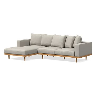 Newport 111" Left Toss Back Cushion 2-Piece Chaise Sectional, Twill, Dove, Almond - Image 0
