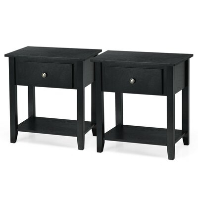 Red Barrel Studio® 2pcs Nightstand Sofa End Side Table W/ Storage Drawer Bottom Shelf Black - Image 0