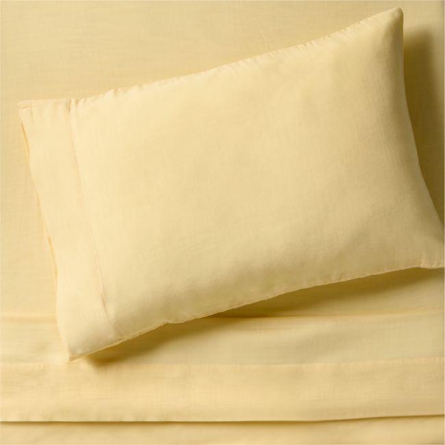 Supersoft Straw Yellow Organic Cotton Gauze Kids Twin Sheet Set - Image 0