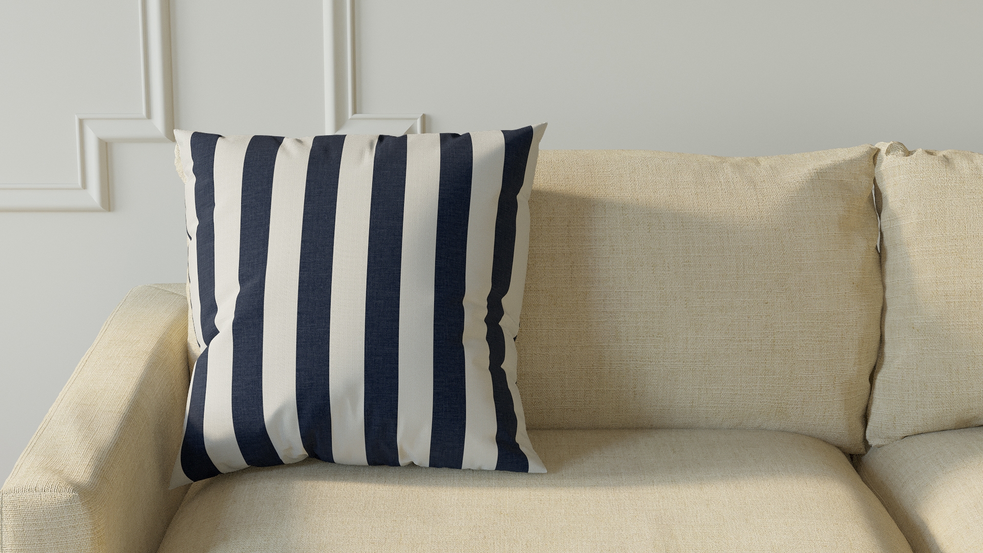 Throw Pillow 20", Navy Cabana Stripe, 20" x 20" - Image 2