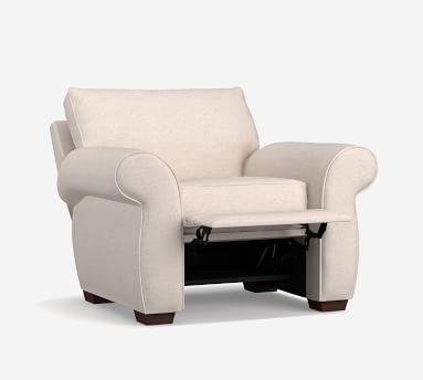 Pearce Roll Arm Upholstered Recliner, Down Blend Wrapped Cushions, Performance Heathered Basketweave Platinum - Image 1