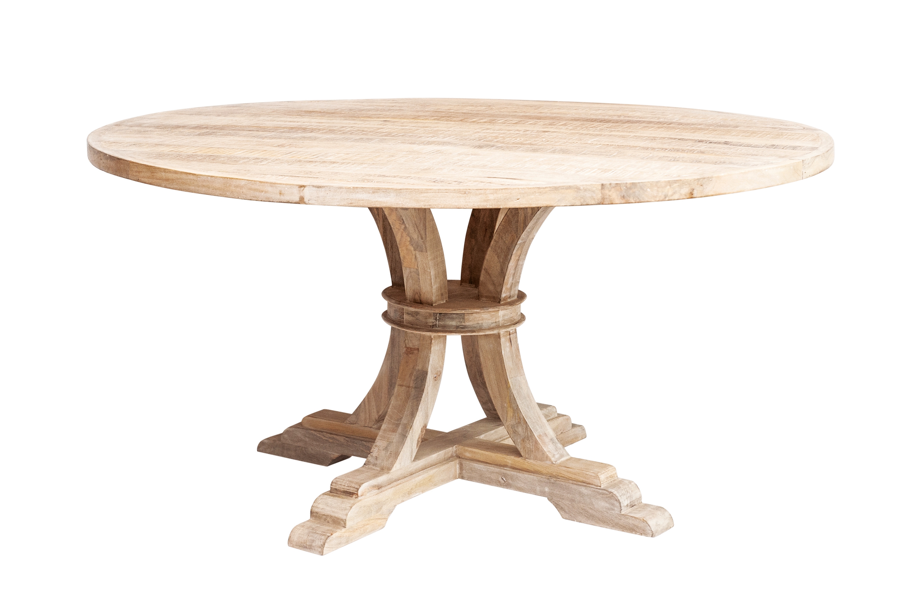 Whitewashed Round Mango Wood Table - Image 0