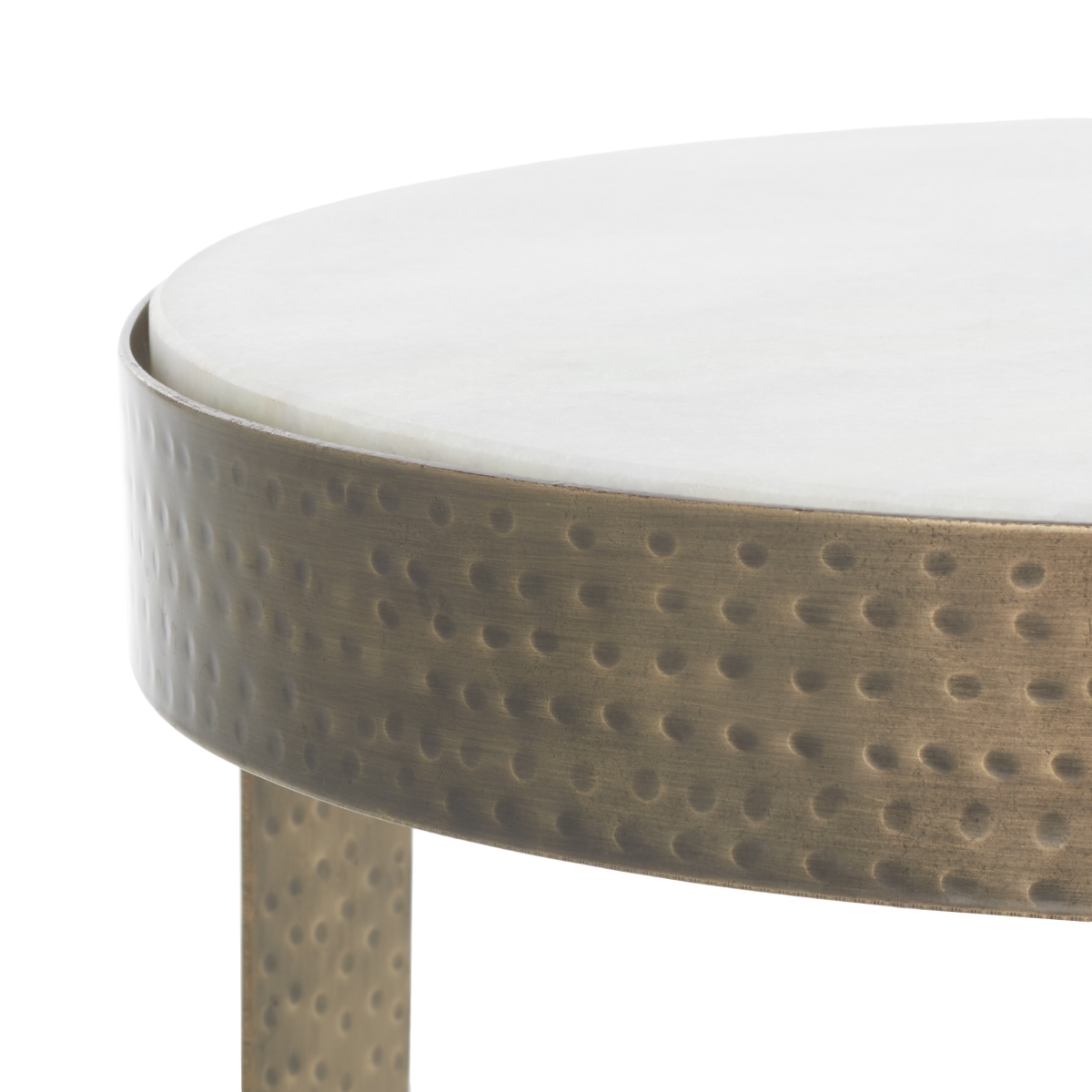 Triss Round Accent Table - White Marble / Antique Brass - Safavieh - Image 2