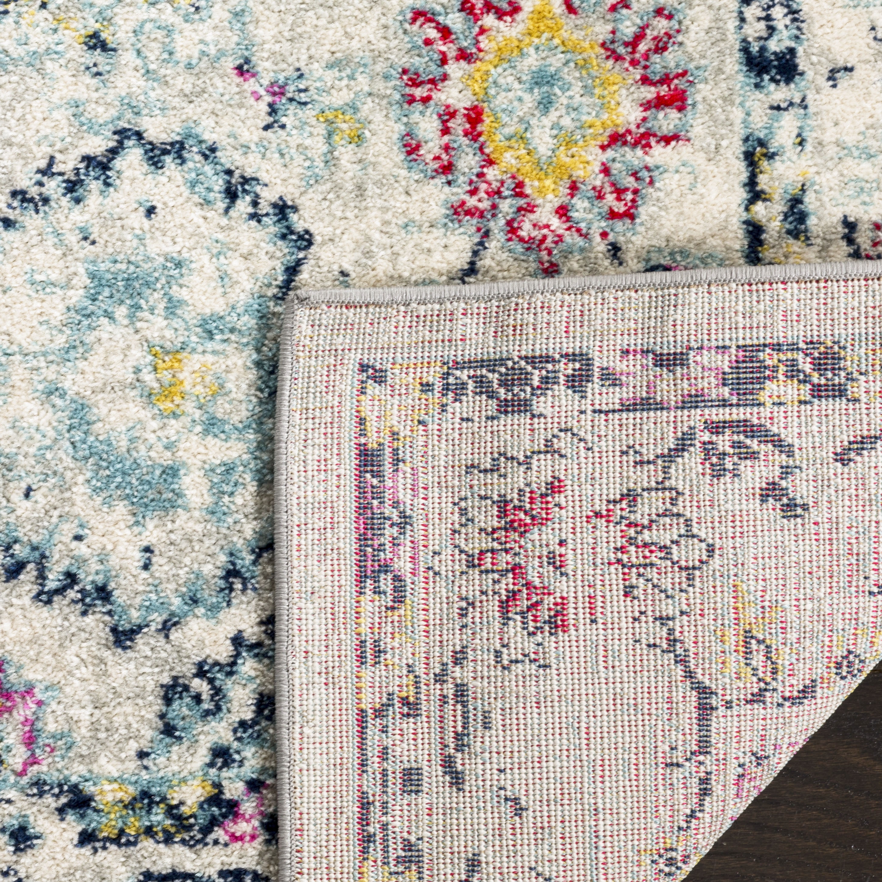 Arlo Home Woven Area Rug, MAD923R, Light Grey/Fuchsia,  6' 7" X 6' 7" Square - Image 2