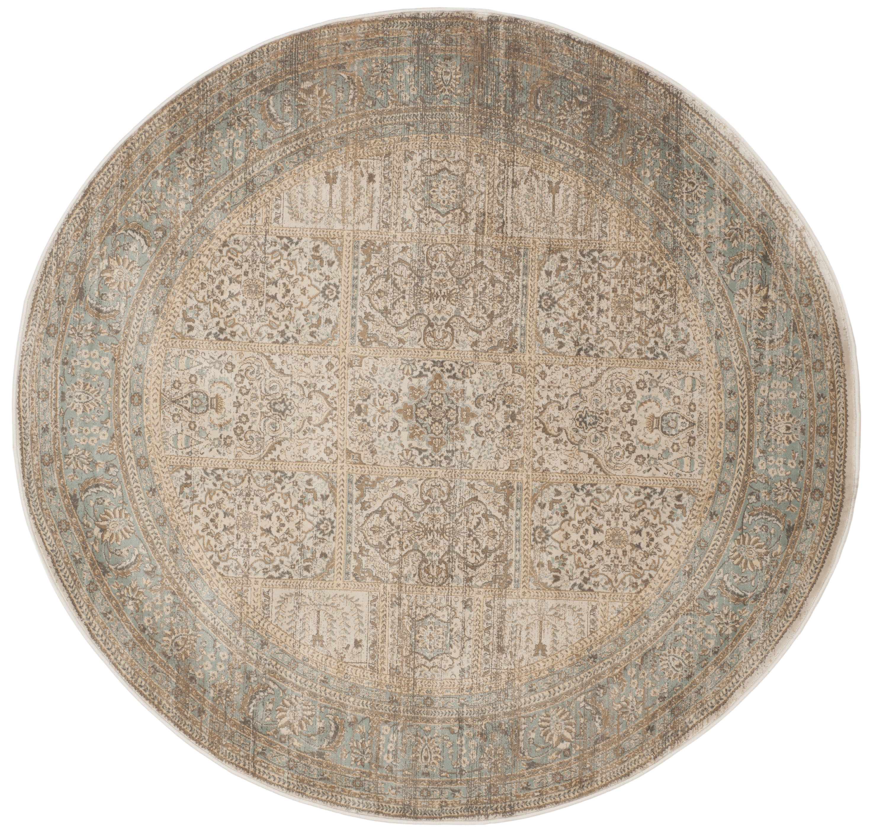 Arlo Home Woven Area Rug, VTG570A, Ivory/Light Blue,  6' 7" X 6' 7" Round - Image 0