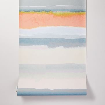 Watercolor Stripes Wallpaper, Multi - Image 0