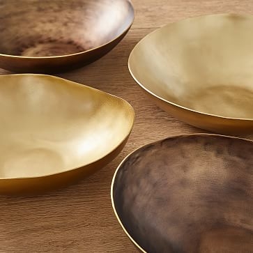 Organic Metal Bowls, Bowl, Light Brass, Sheet Metal, 14X11 - Image 1