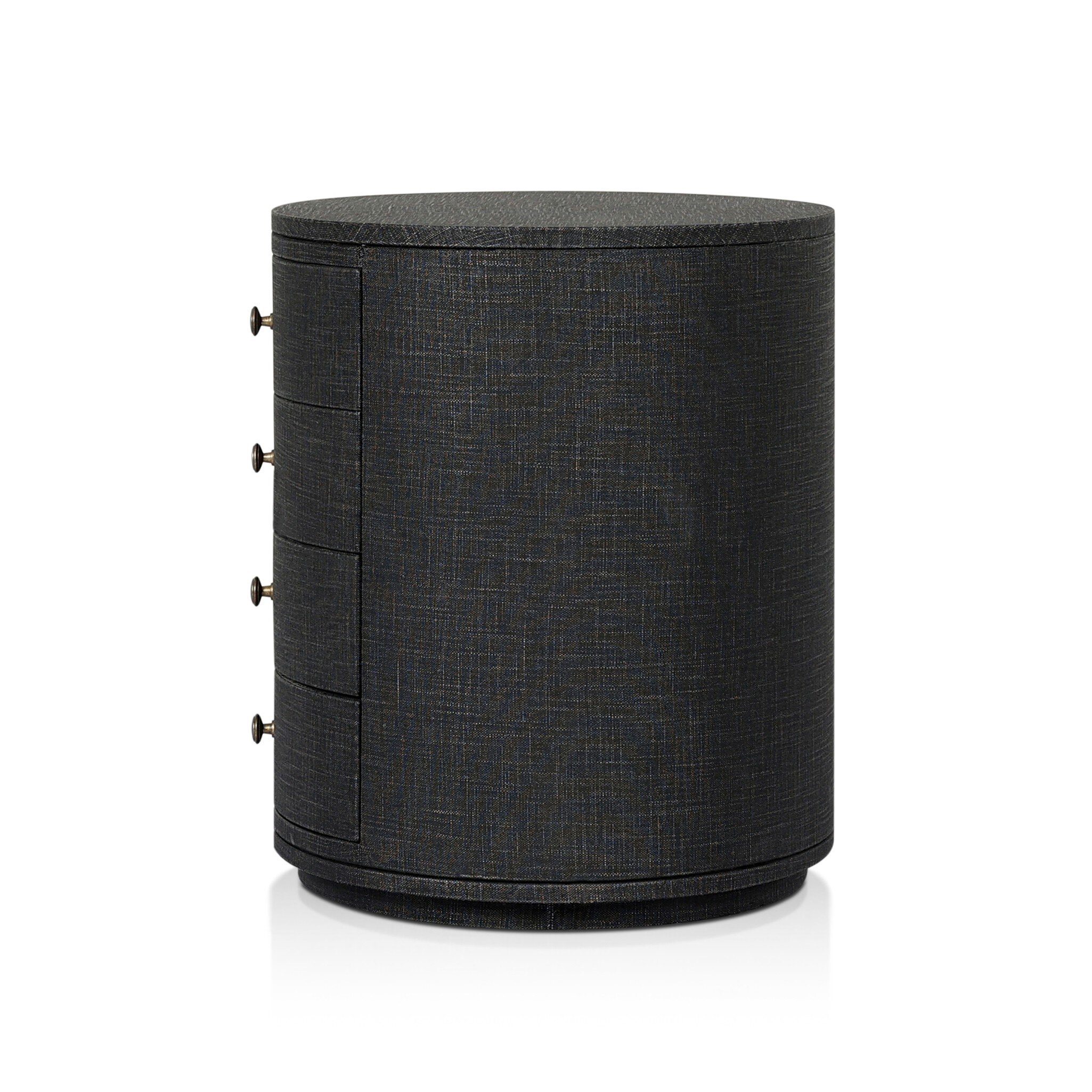 Amelia Oval Nightstand - Black Linen - Image 2