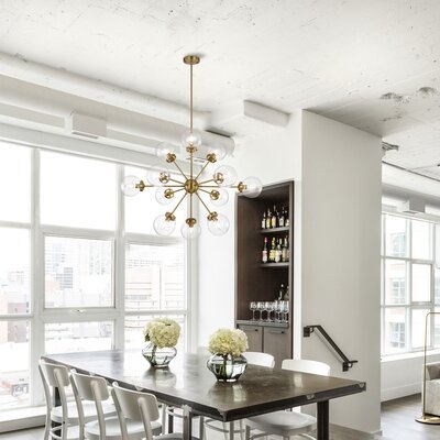 Masakee 12-light Sputnik Metal Chandelier With Clear Glass Globe Shades - Warm Brass - Image 0