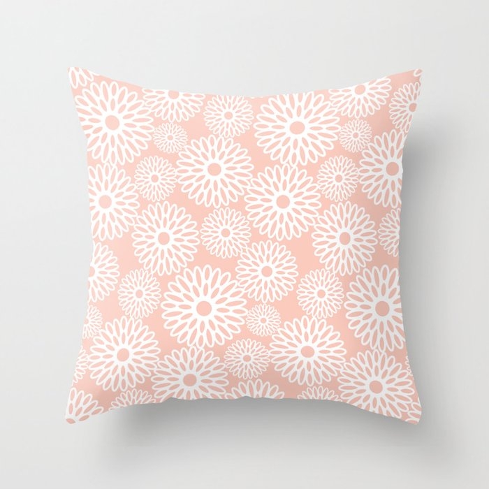Flower Power In Pink Throw Pillow by House Of Haha - Cover (24" x 24") With Pillow Insert - Indoor Pillow - Image 0