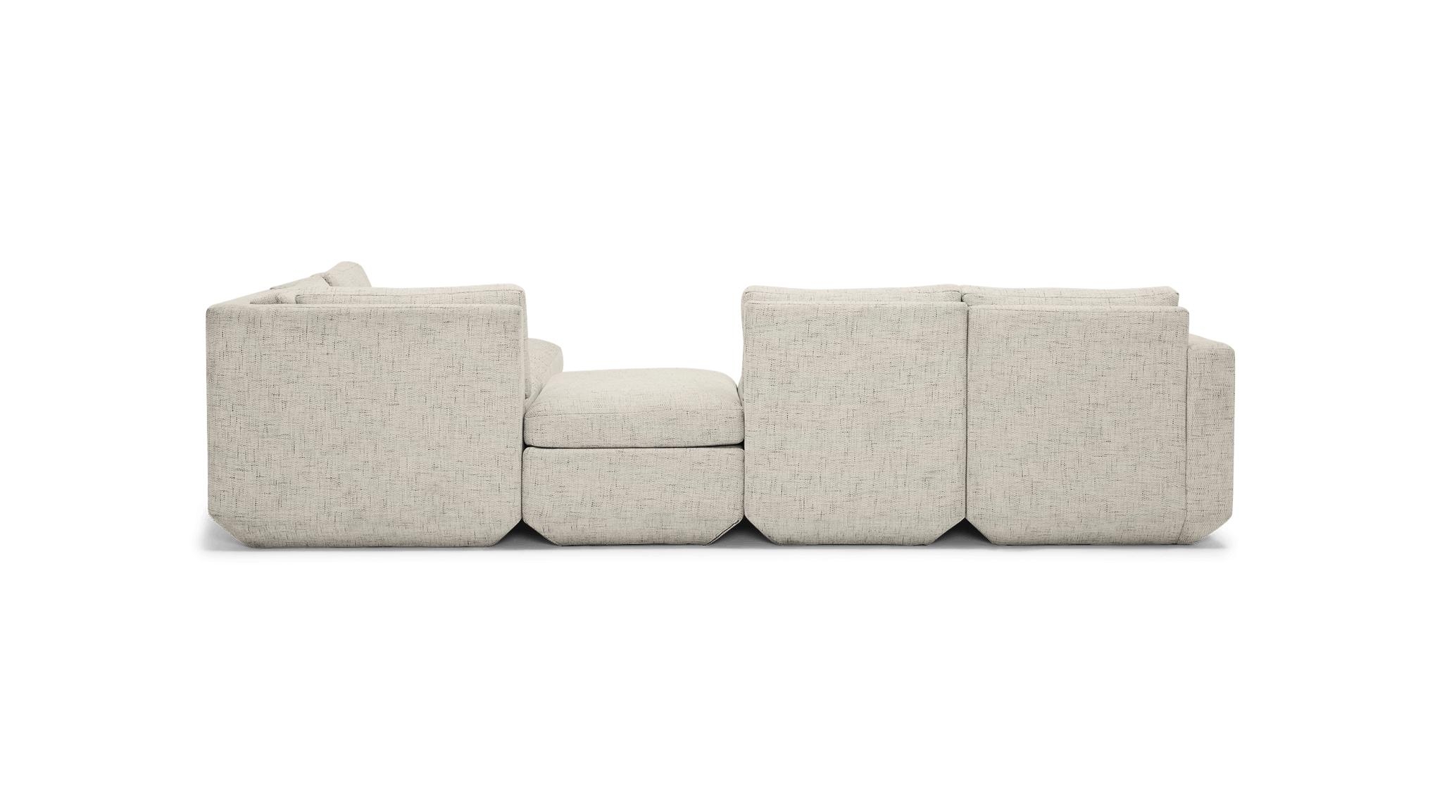 White Antony Mid Century Modern Modular Sectional with Ottoman (5 piece) - Bloke Cotton - Left - Image 4