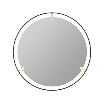 Timeless Round Wall Mirror, Black and Gold, 36" Diam - Image 1