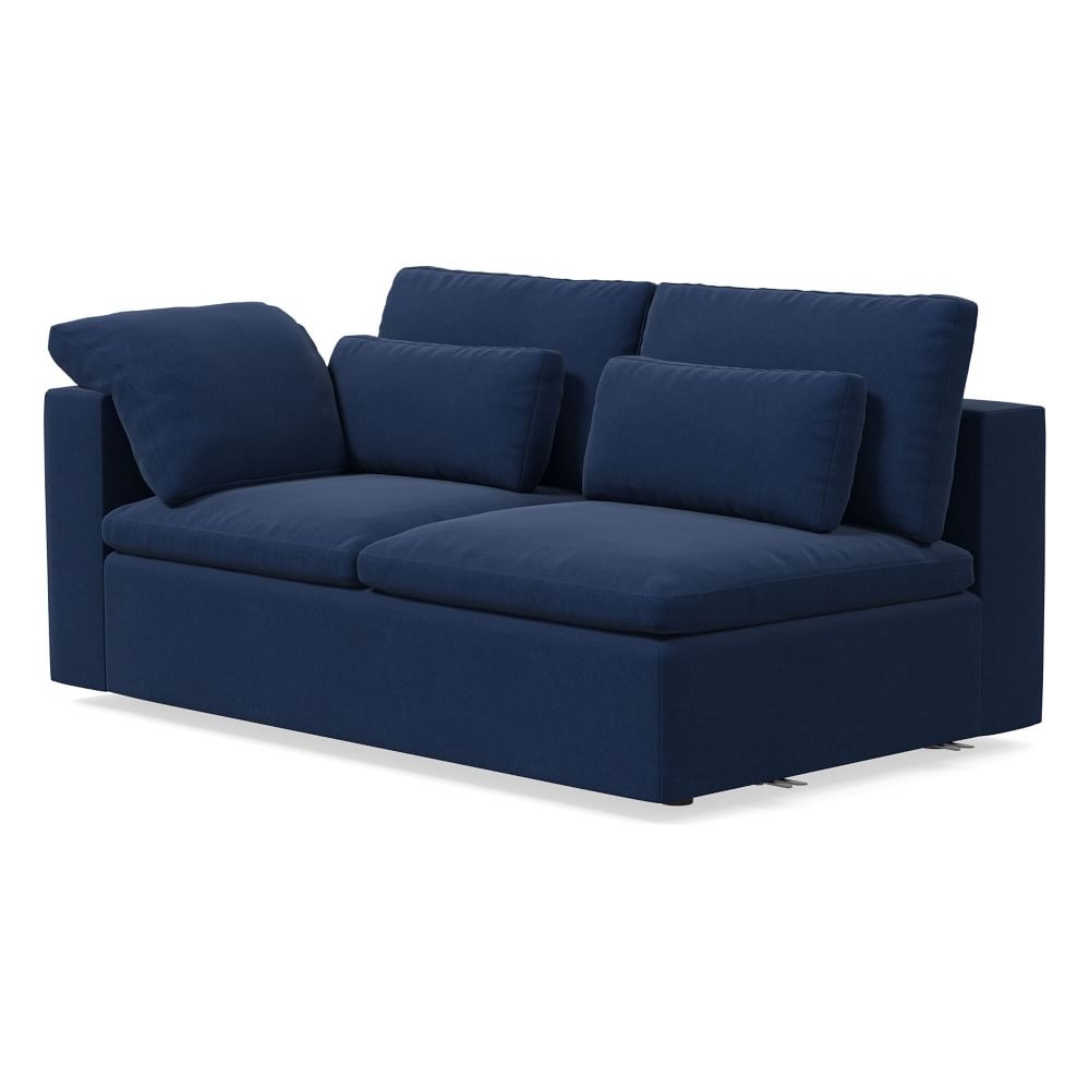Harmony Modular Left Arm Sofa, Down, Performance Velvet, Ink Blue, Concealed Supports - Image 0