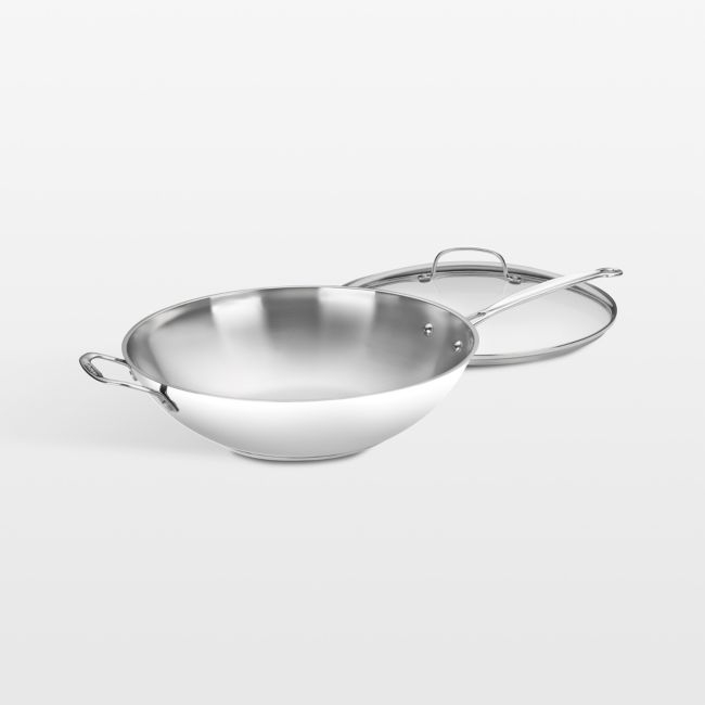 Cuisinart ® Chef's Classic™ Stainless Steel 14" Stir-Fry Pan with Helper Handle and Glass Cover - Image 0