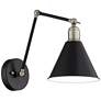 Wray Black & Antique Brass Hardwired Wall Lamp - Image 1
