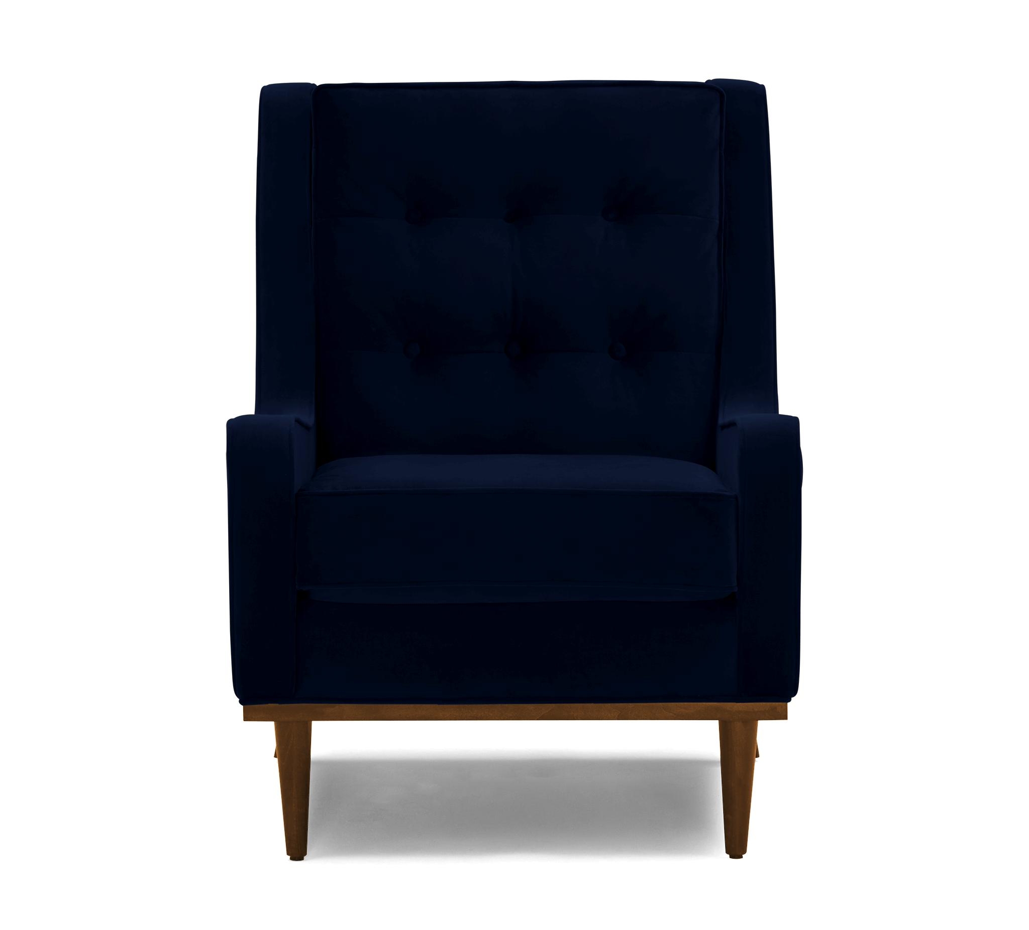 Blue Brice Mid Century Modern Chair - Bentley Indigo - Mocha - Image 0