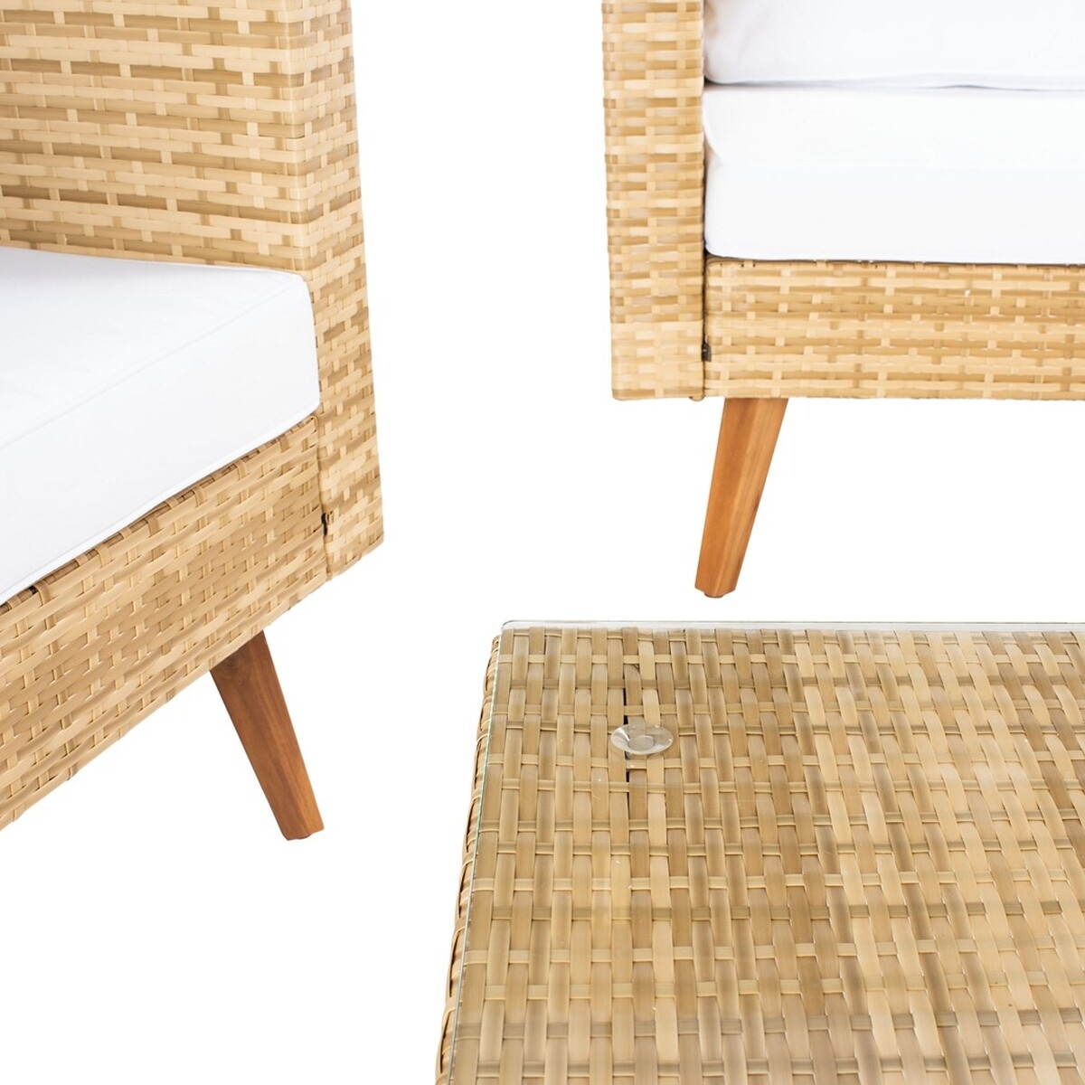 Presla 6 Pc Living Set - Natural/White - Safavieh - Image 3