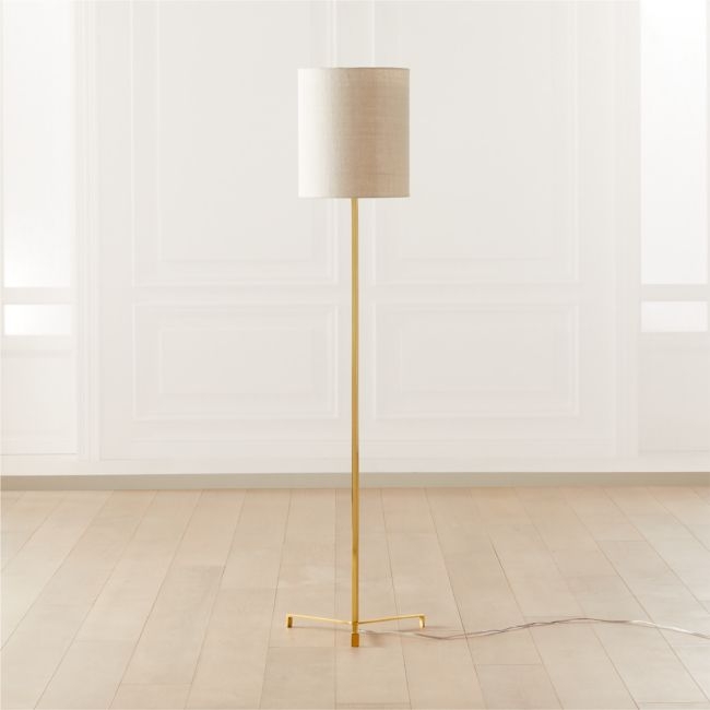 Kendo Floor Lamp with Jute Shade, Polished Brass - Image 0