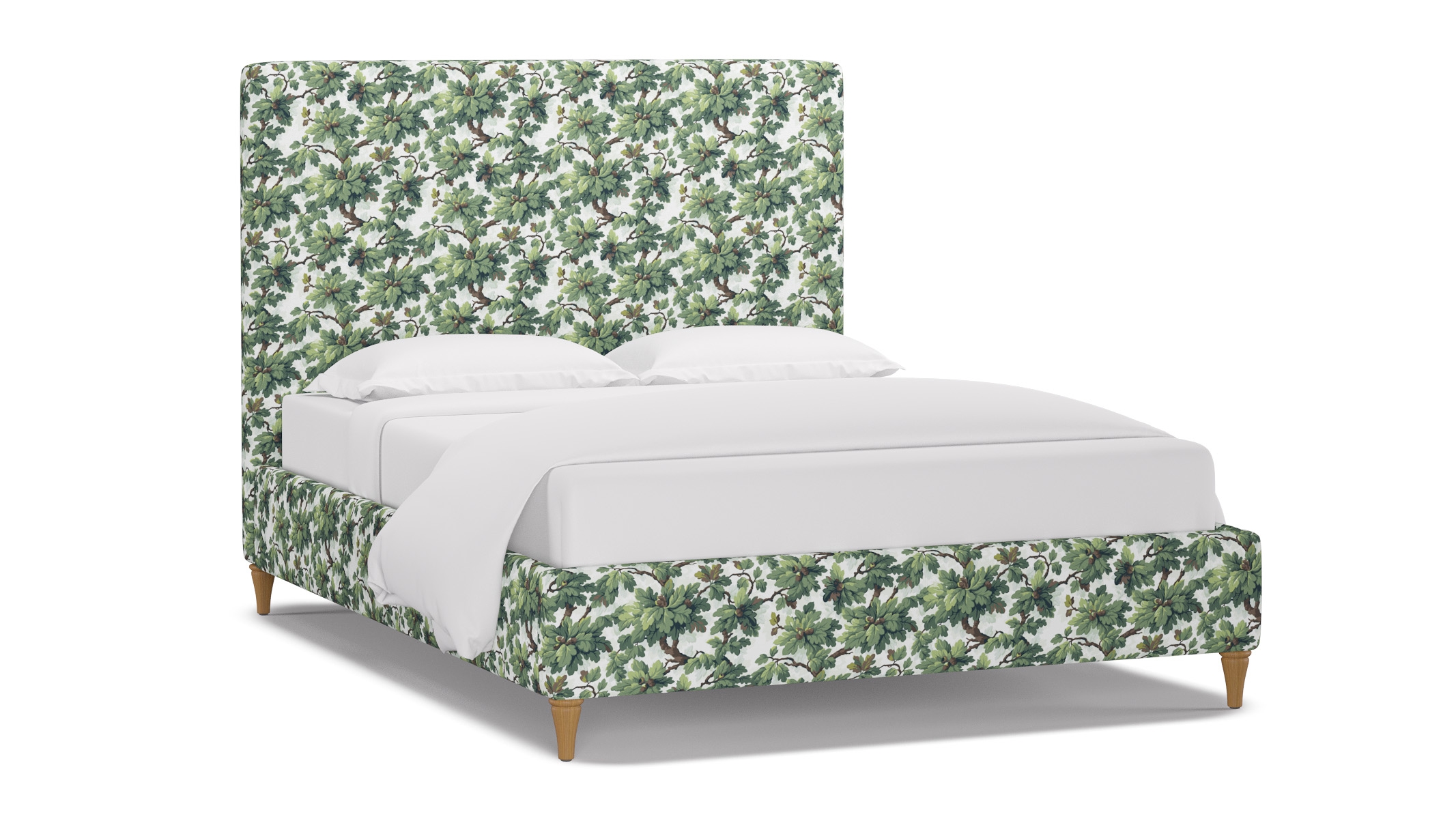 Classic Bed, Vert Woodland, Natural Decorative Tapered Leg, Queen - Image 1