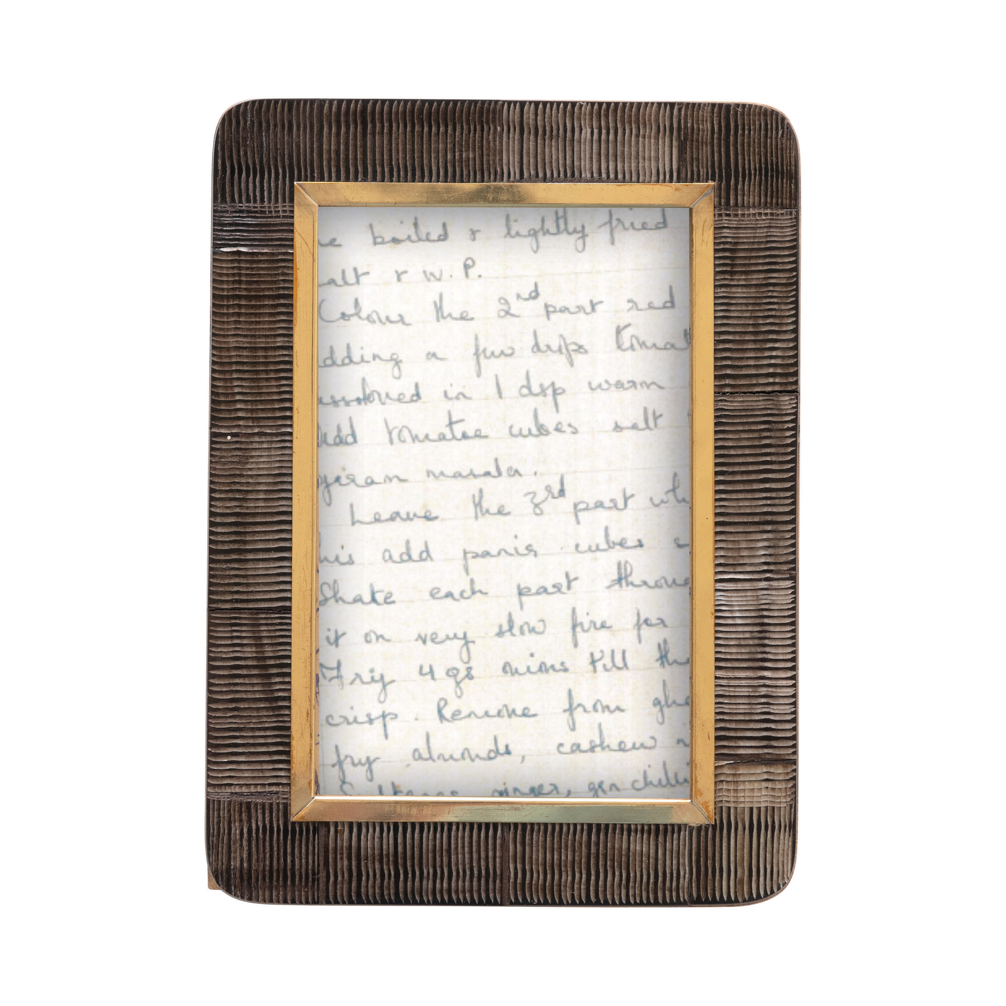 Hand-Carved Horn Photo Frame with Brass Border, Black & Natural (Holds 4" x 6" Photo) - Image 0