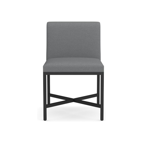 Navarro Dining Side Chair, Standard Chair, Perennials Performance Basketweave, Gray, Bronze - Image 0