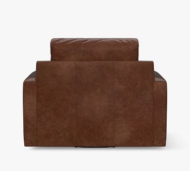 Big Sur Square Arm Leather Deep Seat Swivel Armchair, Down Blend Cushions, Statesville Molasses - Image 3