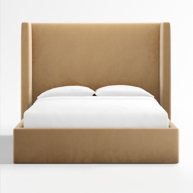 Arden Camel Brown Upholstered Queen Bed with 60" Headboard - Image 0