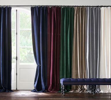 Velvet Twill Curtain, 50" W X 108" L, Washed Black - Image 3