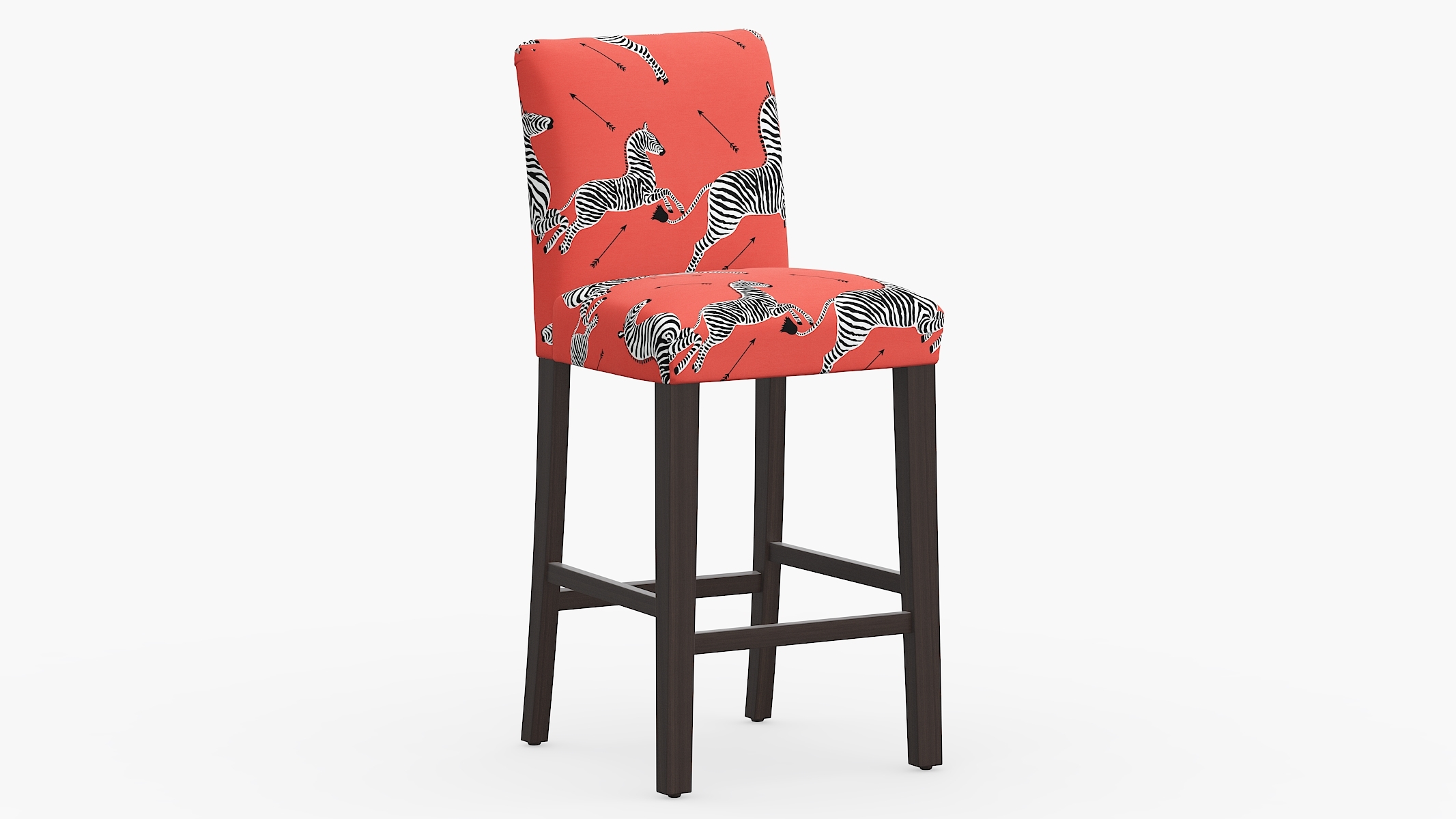 Classic Dining Bar Stool, Coral Zebra, Espresso - Image 0