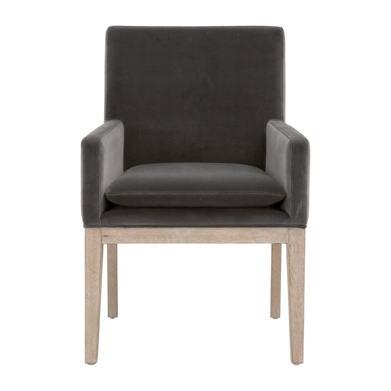 Cotton Upholstered Arm Chair in Dark Dove Velvet - Image 0
