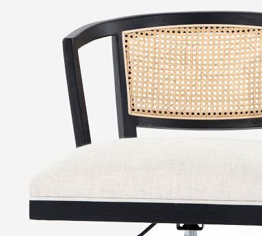 Lisbon Cane Swivel Desk Chair, Brushed Ebony - Image 1