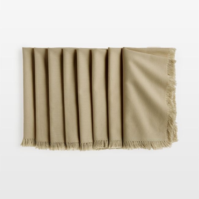 Craft Sage Green Organic Cotton Fringe Napkins, Set of 8 - Image 0