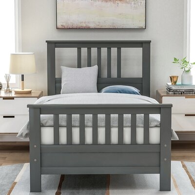 Twin Wood Platform Bed With Headboard And Footboard - Image 0