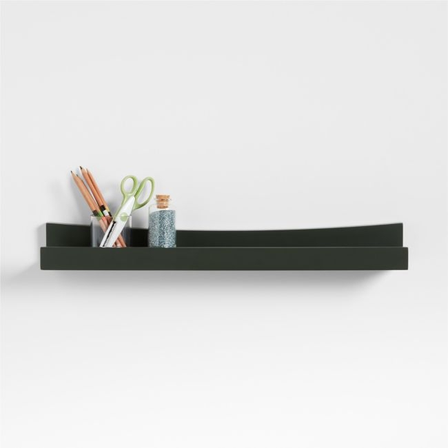Hampshire Olive Green Wood Kids Book Ledge Shelf - Image 1