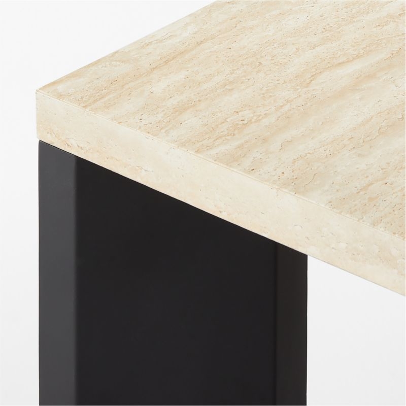 Sydney 72'" Rectangular Travertine Dining Table with Black Steel Legs - Image 4