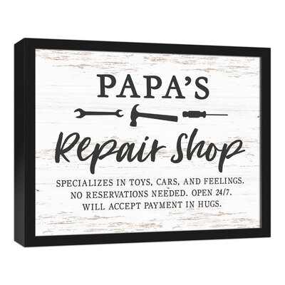 Papa Repair Shop Framed Print On Canvas - Image 0