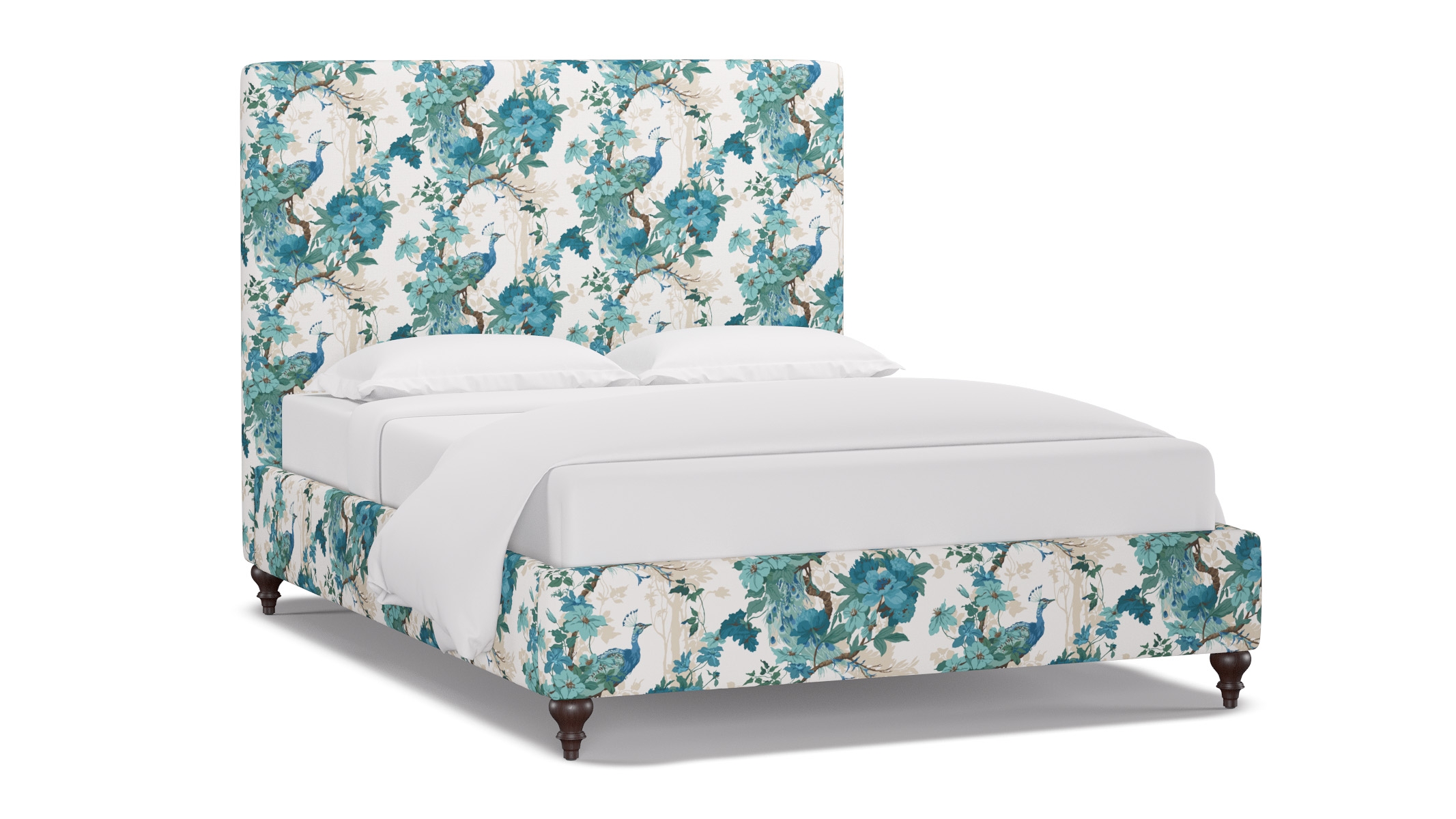 Classic Bed, Turquoise Peacock Park, Espresso Traditional Turned Leg, Twin - Image 1