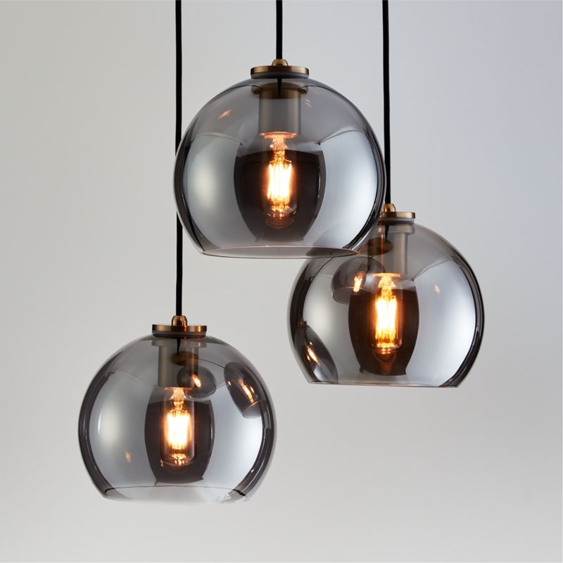 Arren Brass Round 3-Light Pendant with Silver Round Shades - Image 1