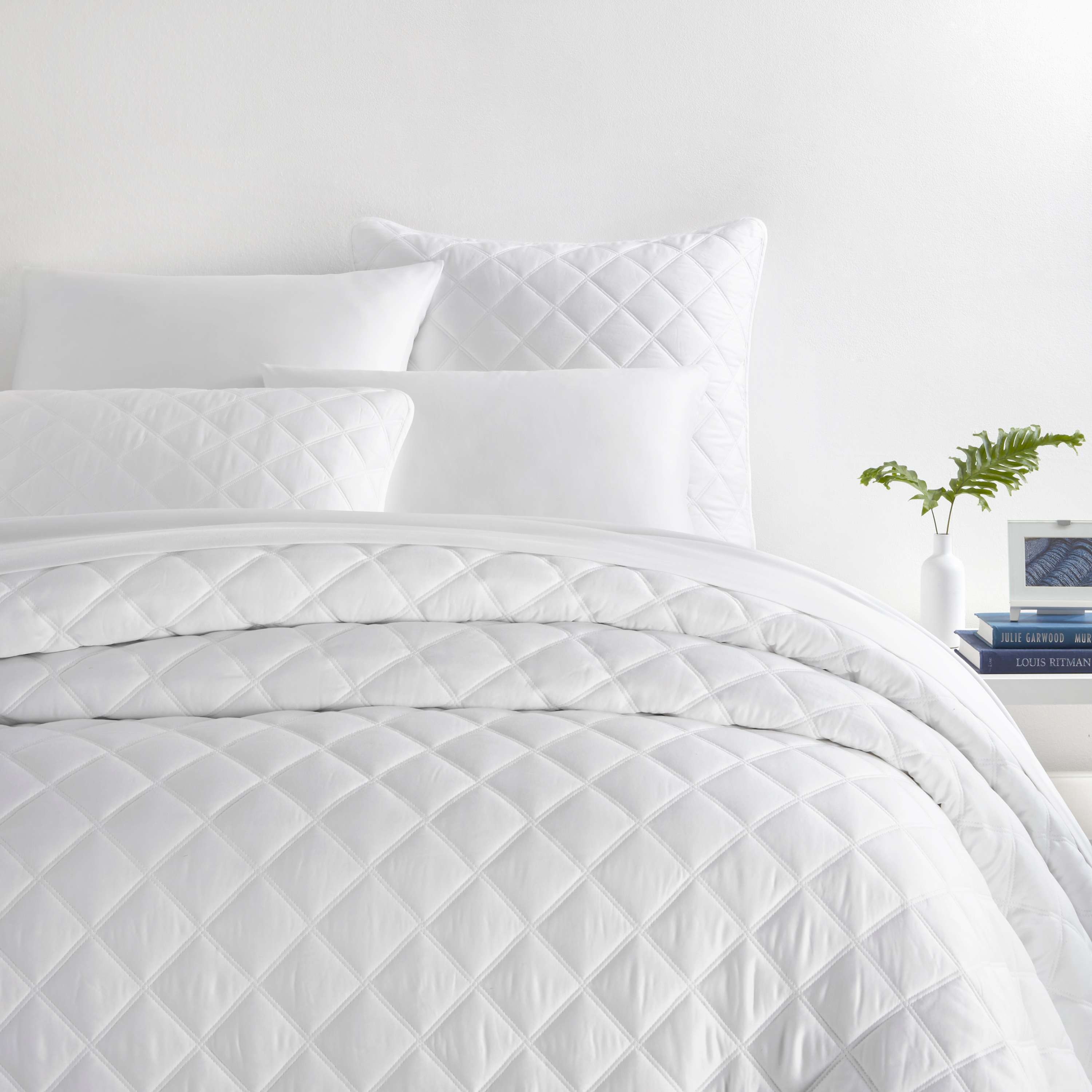 Quilted Silken Solid White Coverlet - Image 0