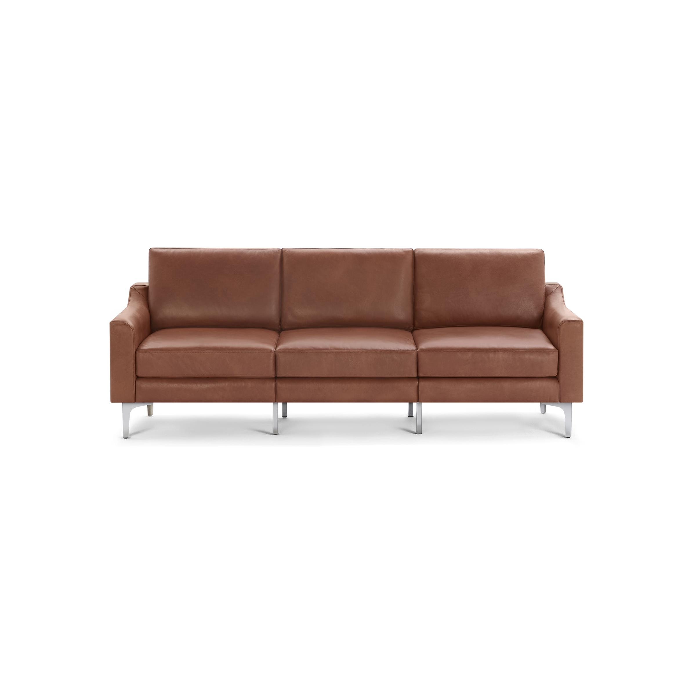 Nomad Leather Sofa in Chestnut, Chrome Legs - Image 0
