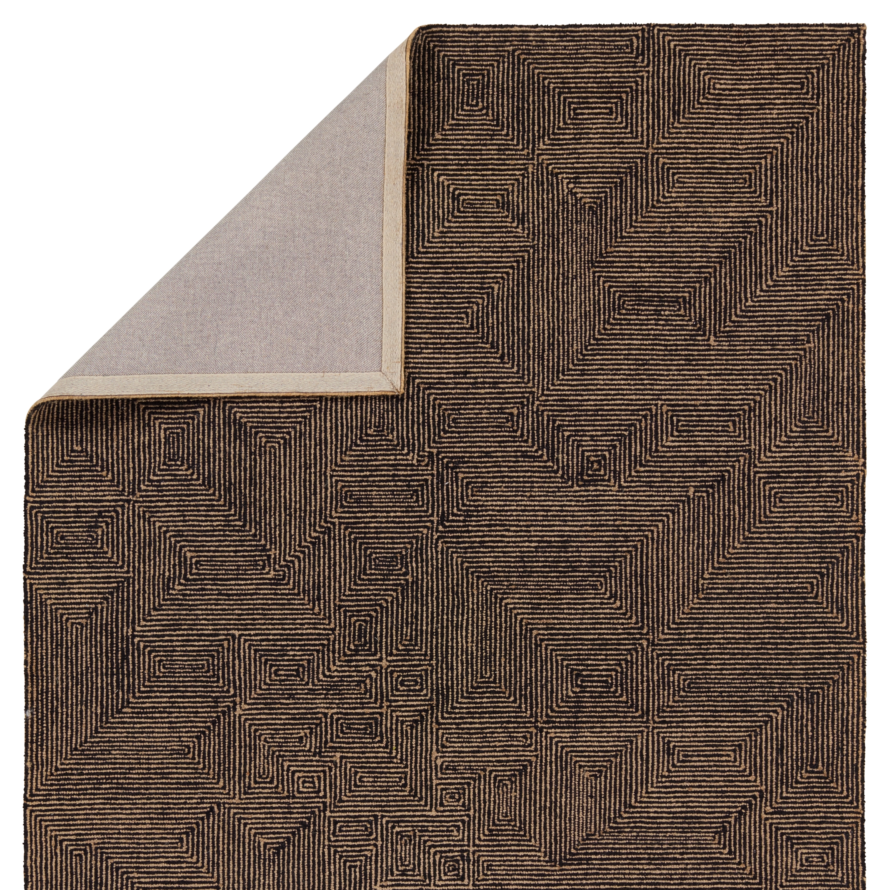 Quarion MRC01 Handmade Geometric Brown and Black Area Rug (6'x9') - Image 2