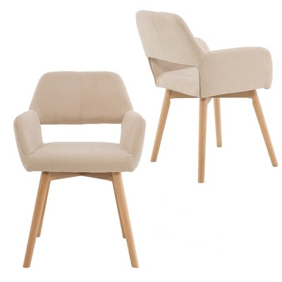 Upholstered Arm Dining Chair Living Room Chairs Side Chairs (Set Of 2, Beige) - Image 0