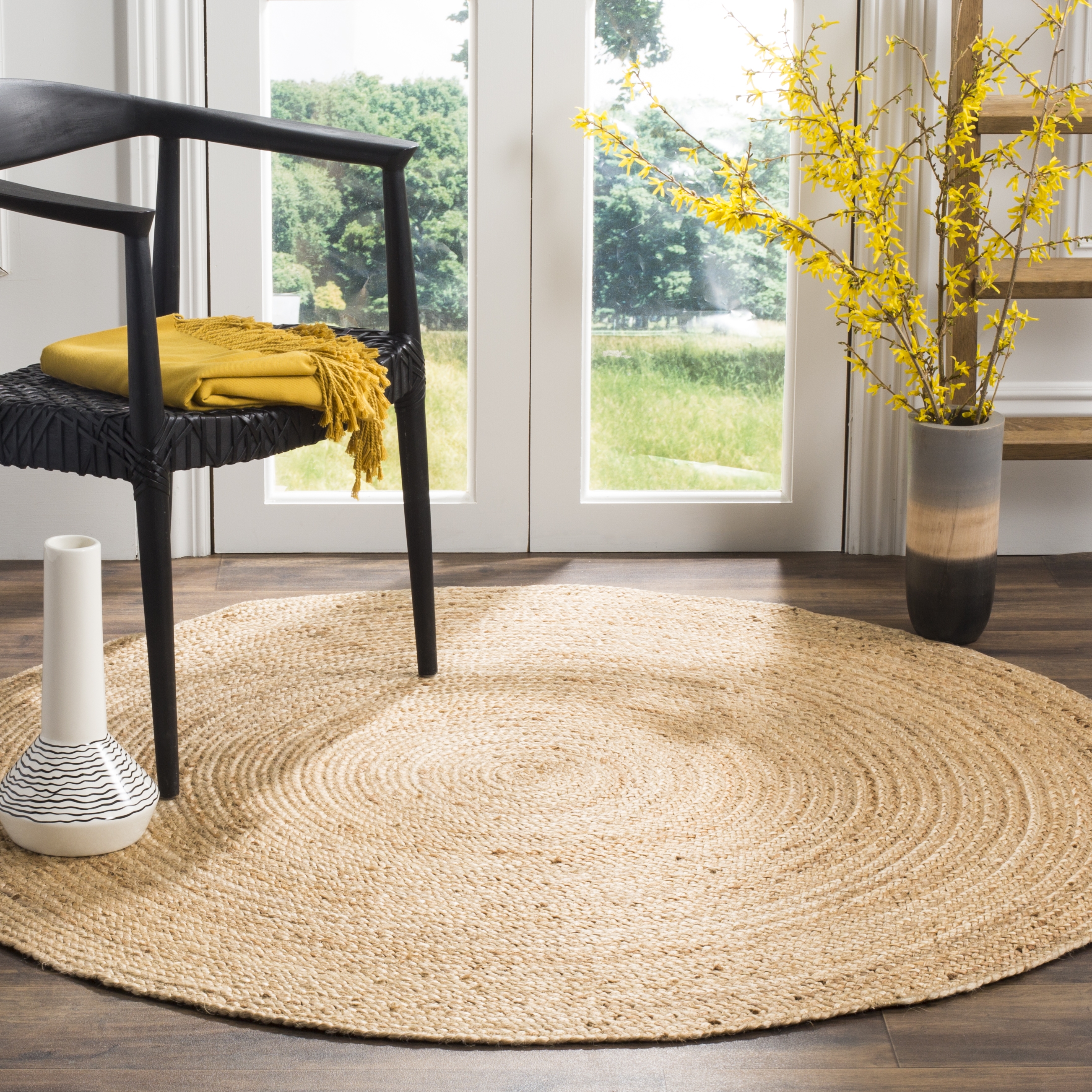 Arlo Home Hand Woven Area Rug, NF801N, Natural/Natural,  5' X 5' Round - Image 1